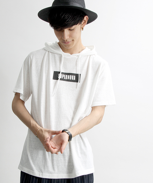 WEGO(ウィゴー)の「WEGO/プリントTパーカー(Tシャツ/カットソー・メンズ・ホワイト/オフホワイト/ライトイエロー/ホワイト系その他/カーキ/サックスブルー・LARGE/MEDIUM)」の5枚目の写真