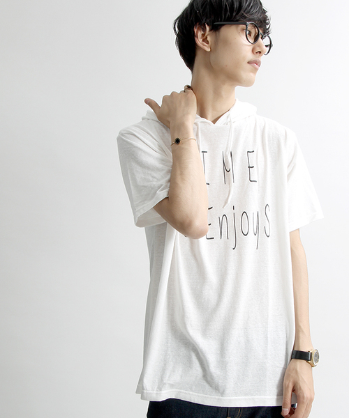 WEGO(ウィゴー)の「WEGO/プリントTパーカー(Tシャツ/カットソー・メンズ・ホワイト/オフホワイト/ライトイエロー/ホワイト系その他/カーキ/サックスブルー・LARGE/MEDIUM)」の3枚目の写真