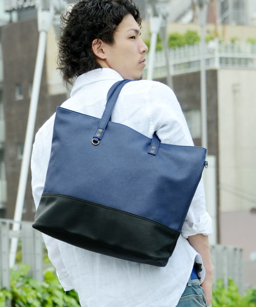 Rename（リネーム）の「Rename スクエア ビッグ トートバッグ A4収納可能（トートバッグ・メンズ・ブラック系その他/ブラウン系その他2/ターコイズブルー/モカ/ネイビー/ブルー系その他/ブラック/ブラウン系その他/ブルー系その他2/ブラウン/モスグリーン/キャメル/ダークブラウン/カーキ/グリーン系その他/グレー系その他/グレー系その他2/ブルー系その他3/ブルー系その他4/グレー/トリコロール/ブラック×ホワイト/グレイッシュベージュ/ブラウン系その他3/ベージュ×ブラック/ブラック×グレー/グレー系その他3・FREE）」の22枚目の写真