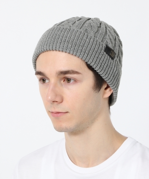 GLOBAL WORK（グローバルワーク）の「ケーブルニットワッチ/763675（ニットキャップ/ビーニー・メンズ・ブラック/ベージュ/ネイビー/グレー・FREE）」の3枚目の写真