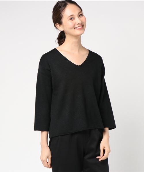 ivory court(アイボリーコート)の「Vネックミラノプルオーバー(マシンウオッシュ可)◆(ニット/セーター・レディース・ブラック/グレー/ホワイト/ブラウン/ボルドー・FREE)」の12枚目の写真