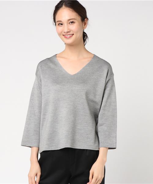 ivory court(アイボリーコート)の「Vネックミラノプルオーバー(マシンウオッシュ可)◆(ニット/セーター・レディース・ブラック/グレー/ホワイト/ブラウン/ボルドー・FREE)」の13枚目の写真