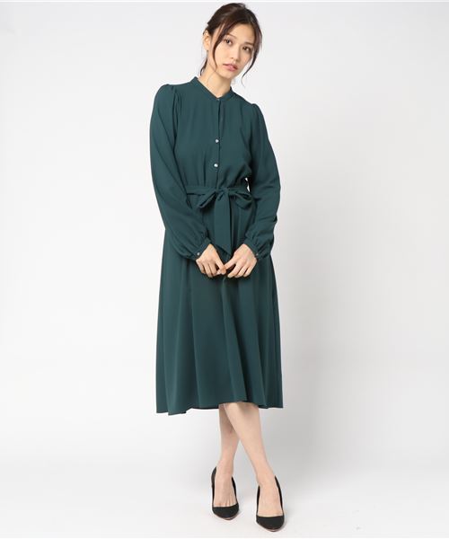 HELIOPOLE(エリオポール)の「バンドカラーワンピース(ワンピース・レディース・ダークグリーン/ダークブルー/キャメル・38)」の10枚目の写真