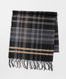 ウールシルク　ビックチェックマフラー