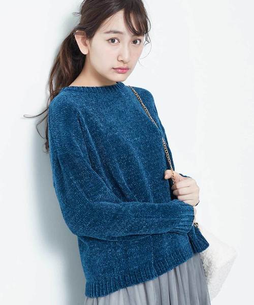 earth music&ecology（アースミュージックアンドエコロジー）の「・モールボリュームスリーブニットプルオーバー（ニット/セーター・レディース・パープル/アイボリー/グレー/キャメル/ブルーグリーン/ネイビー・FREE）」の4枚目の写真