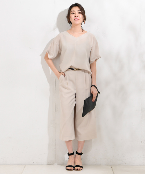 RIVE DROITE（リヴドロワ）の「麻調合繊ミディパンツ（その他パンツ・レディース・グリーン/ライトブルー/ネイビー/ベージュ・36/38）」の2枚目の写真