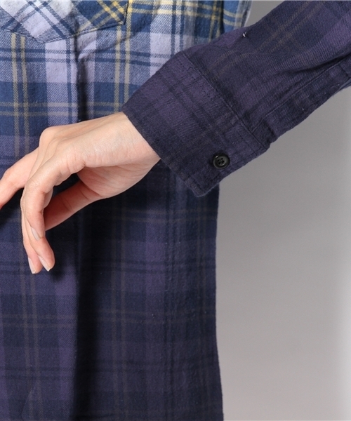 WEGO（ウィゴー）の「WEGO/グラデーションチェックシャツ（シャツ/ブラウス・レディース・グリーン/ブルー/レッド・FREE）」の9枚目の写真