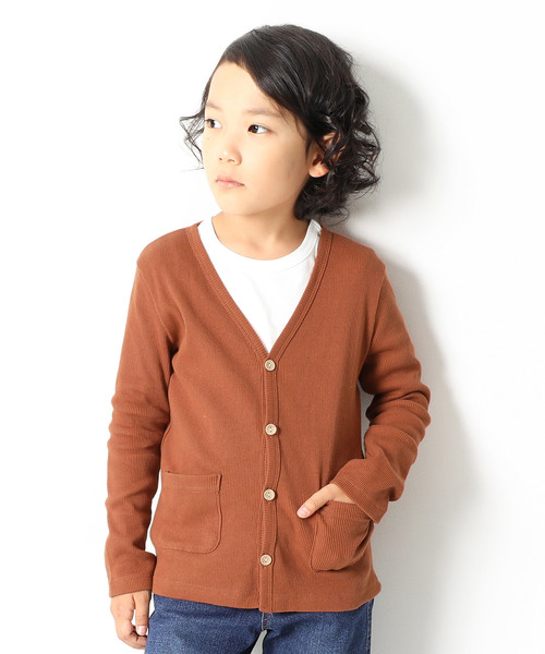 devirock(デビロック)の「ベーシックリブカーディガン(カーディガン/ボレロ・キッズ・ブルー系その他/スモークピンク/モカ/チャコール/ラベンダー/ブラック/マスタード/グリーン系その他/レッド/ワイン/ピンク/カーキ/グリーン/ブラウン系その他/ネイビー/ダークグリーン/レッド系その他/ヘザーチャコール/ピンク系その他/パープル・80cm/160cm/150cm/90cm/120cm/100cm/110cm/130cm/140cm)」の6枚目の写真