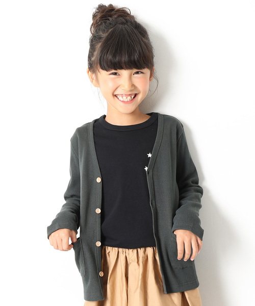 devirock(デビロック)の「ベーシックリブカーディガン(カーディガン/ボレロ・キッズ・ブルー系その他/スモークピンク/モカ/チャコール/ラベンダー/ブラック/マスタード/グリーン系その他/レッド/ワイン/ピンク/カーキ/グリーン/ブラウン系その他/ネイビー/ダークグリーン/レッド系その他/ヘザーチャコール/ピンク系その他/パープル・80cm/160cm/150cm/90cm/120cm/100cm/110cm/130cm/140cm)」の4枚目の写真