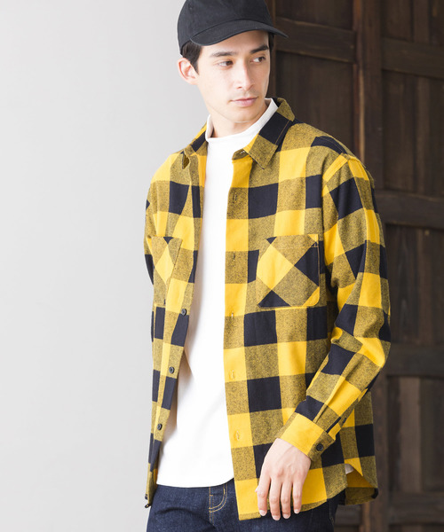 WEGO（ウィゴー）の「WEGO/バッファローチェックネルシャツ（シャツ/ブラウス・メンズ・ブルー系その他2/ホワイト系その他2/レッド系その他2/イエロー系その他・LARGE/MEDIUM/X-LARGE/XX-LARGE）」の4枚目の写真