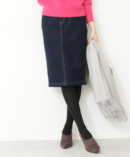 N.(N. Natural Beauty Basic)(エヌエヌナチュラルビューティーベーシック)の「【追加生産】ベーシックデニムタイトスカート(デニムスカート・レディース・ネイビー・MEDIUM/SMALL)」の1枚目の写真