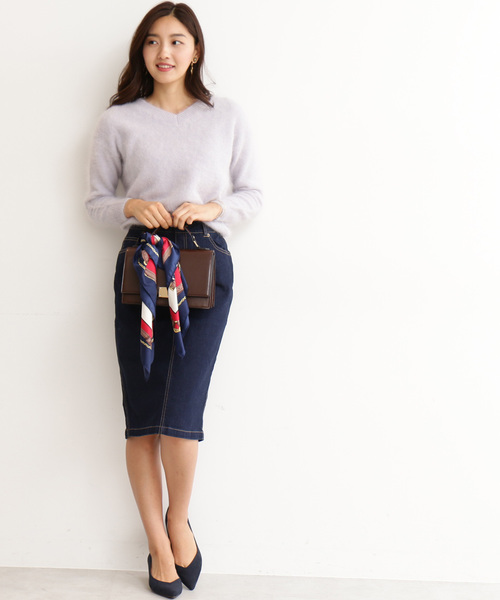 N.(N. Natural Beauty Basic)(エヌエヌナチュラルビューティーベーシック)の「【追加生産】ベーシックデニムタイトスカート(デニムスカート・レディース・ネイビー・MEDIUM/SMALL)」の5枚目の写真