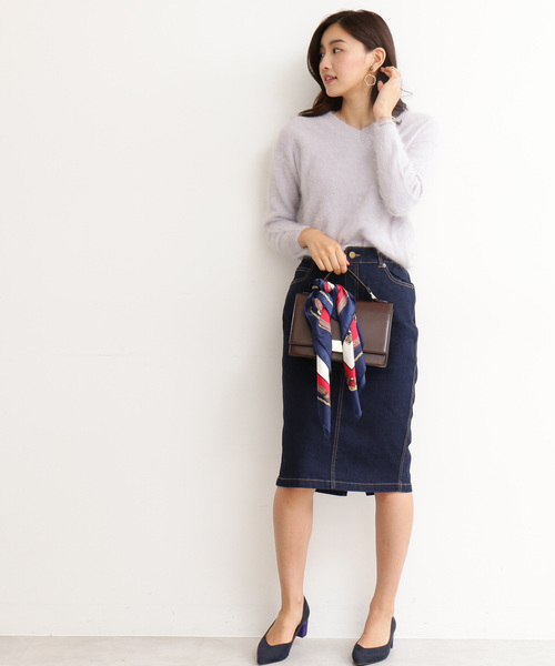 N.(N. Natural Beauty Basic)(エヌエヌナチュラルビューティーベーシック)の「【追加生産】ベーシックデニムタイトスカート(デニムスカート・レディース・ネイビー・MEDIUM/SMALL)」の6枚目の写真