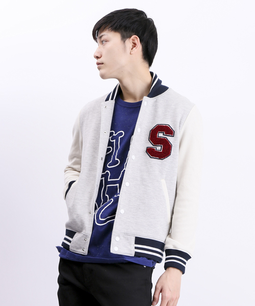 WEGO(ウィゴー)の「WEGO/ポンチスタジャン(スタジャン・メンズ・ブルー/ブラック/杢グレー・MEDIUM/LARGE)」の2枚目の写真