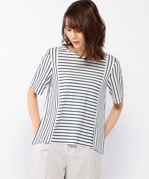 A/C DESIGN BY ALPHA CUBIC（エーシーデザインバイアルファキュービック）の「ボーダープルオーバー（Tシャツ/カットソー・レディース・オフホワイト/サックスブルー/グリーン・M size/L size）」の2枚目の写真