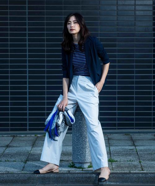 A/C DESIGN BY ALPHA CUBIC（エーシーデザインバイアルファキュービック）の「ボーダープルオーバー（Tシャツ/カットソー・レディース・オフホワイト/サックスブルー/グリーン・M size/L size）」の4枚目の写真