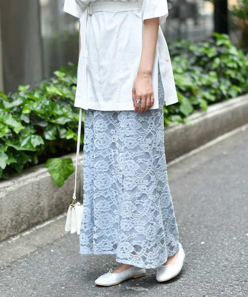 DouDou(ドゥドゥ)の「起毛レースマーメイドスカート(スカート・レディース・アイボリー/ブラウン/ブルー・FREE)」の12枚目の写真