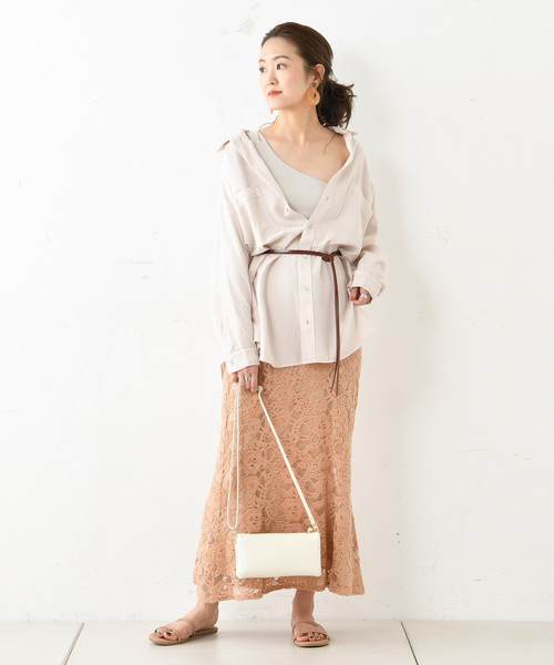 DouDou(ドゥドゥ)の「起毛レースマーメイドスカート(スカート・レディース・アイボリー/ブラウン/ブルー・FREE)」の9枚目の写真