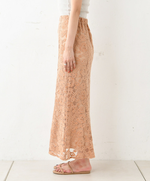 DouDou(ドゥドゥ)の「起毛レースマーメイドスカート(スカート・レディース・アイボリー/ブラウン/ブルー・FREE)」の10枚目の写真