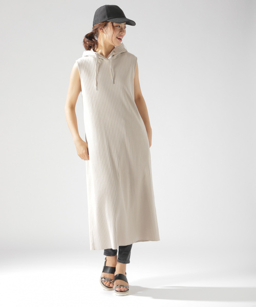 BAYFLOW（ベイフロー）の「フードツキリブワンピース（ワンピース・レディース・ベージュ/ブルー/チャコール・FREE）」の14枚目の写真