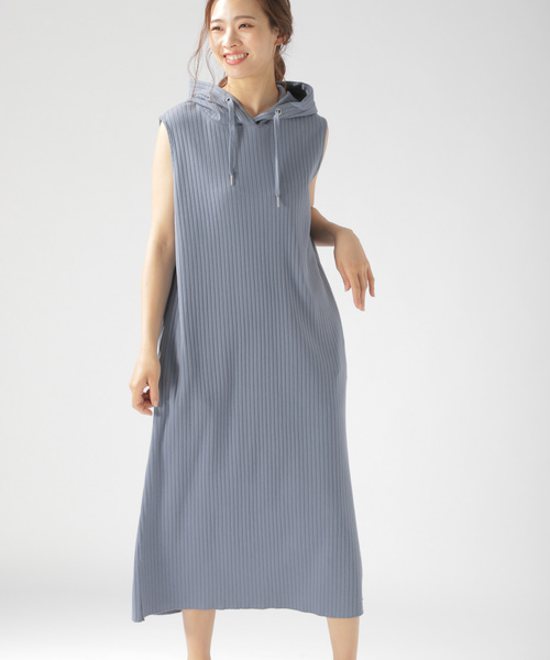 BAYFLOW（ベイフロー）の「フードツキリブワンピース（ワンピース・レディース・ベージュ/ブルー/チャコール・FREE）」の16枚目の写真