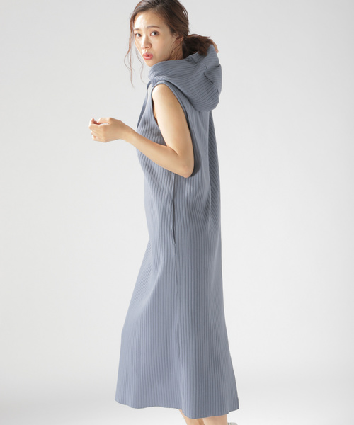 BAYFLOW（ベイフロー）の「フードツキリブワンピース（ワンピース・レディース・ベージュ/ブルー/チャコール・FREE）」の17枚目の写真