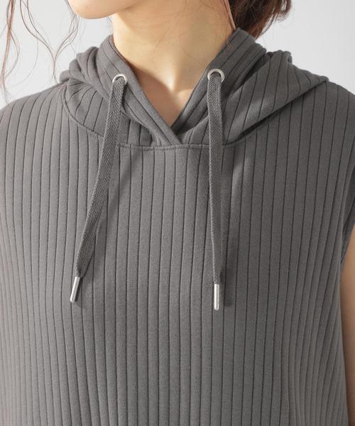 BAYFLOW（ベイフロー）の「フードツキリブワンピース（ワンピース・レディース・ベージュ/ブルー/チャコール・FREE）」の10枚目の写真