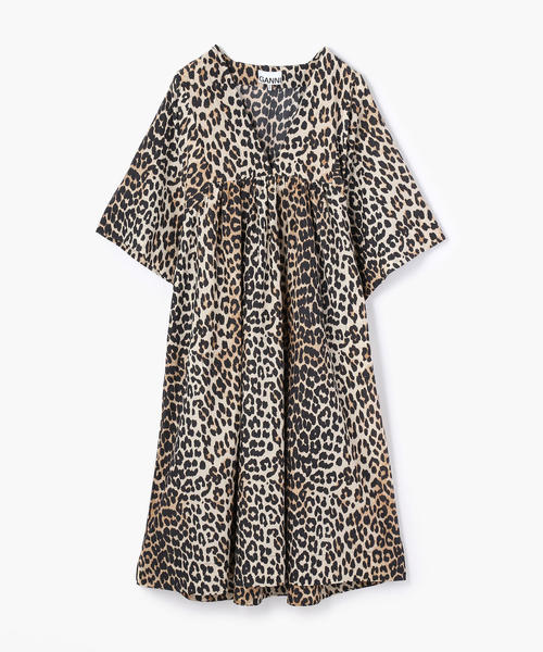 Tomorrowland トゥモローランド の Ganni レオパードプリント ハーフスリーブワンピース ワンピース Wear