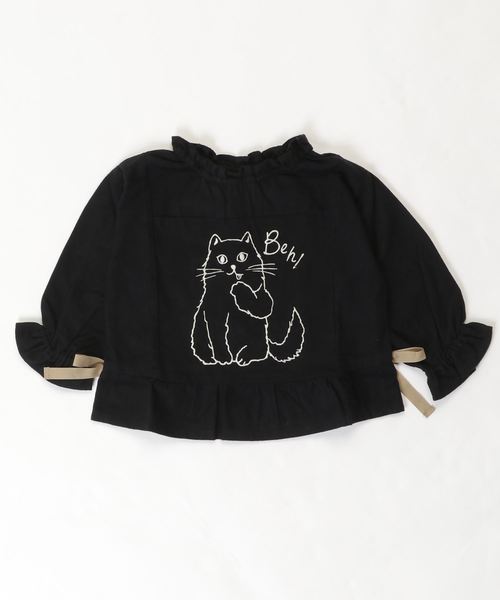 nino（ニノ）の「[90-120]ねこ刺繍 チュニック（その他トップス・キッズ・ブラック/アイボリー・90cm/110cm/100cm/120cm）」の2枚目の写真