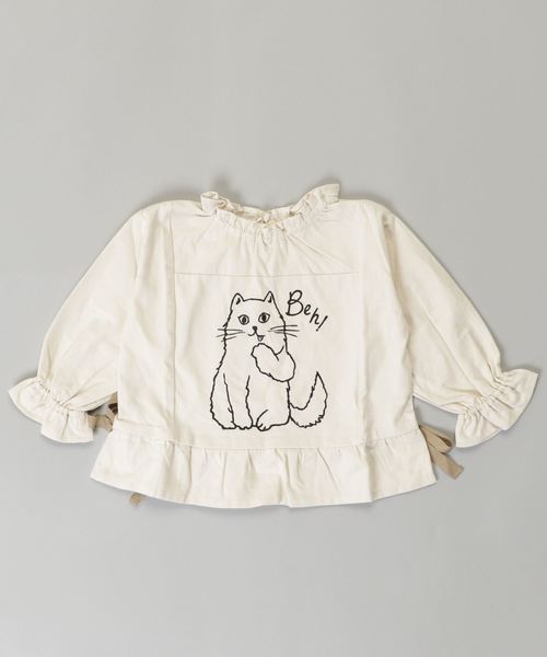 nino（ニノ）の「[90-120]ねこ刺繍 チュニック（その他トップス・キッズ・ブラック/アイボリー・90cm/110cm/100cm/120cm）」の4枚目の写真