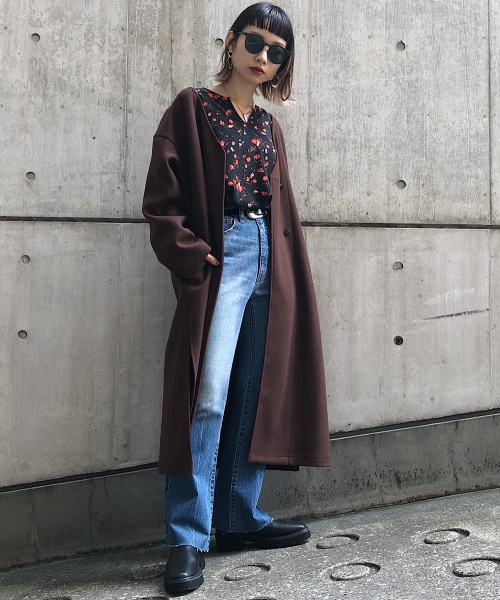 PAGEBOY（ページボーイ）の「コアジャージガウンコート（ダウンジャケット/コート・レディース・ブラック/ダークブラウン/モカ・FREE）」の2枚目の写真