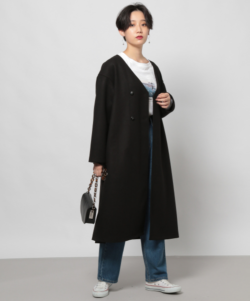 PAGEBOY（ページボーイ）の「コアジャージガウンコート（ダウンジャケット/コート・レディース・ブラック/ダークブラウン/モカ・FREE）」の4枚目の写真