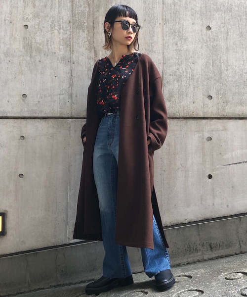 PAGEBOY（ページボーイ）の「コアジャージガウンコート（ダウンジャケット/コート・レディース・ブラック/ダークブラウン/モカ・FREE）」の5枚目の写真