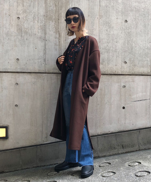 PAGEBOY（ページボーイ）の「コアジャージガウンコート（ダウンジャケット/コート・レディース・ブラック/ダークブラウン/モカ・FREE）」の6枚目の写真