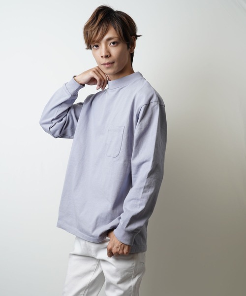 おしゃれスタ(オシャレスタ)の「ビッグシルエットモックネックTシャツ(IR) オーバーサイズ メンズ レディース(Tシャツ/カットソー・レディース・ホワイト/ブラック/ベージュ/パープル/サンドベージュ/サックスブルー/パープル系その他/グリーン/チャコールグレー・M/L/XL)」の7枚目の写真