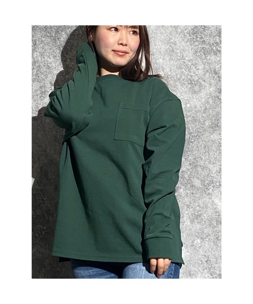 おしゃれスタ(オシャレスタ)の「ビッグシルエットモックネックTシャツ(IR) オーバーサイズ メンズ レディース(Tシャツ/カットソー・レディース・ホワイト/ブラック/ベージュ/パープル/サンドベージュ/サックスブルー/パープル系その他/グリーン/チャコールグレー・M/L/XL)」の6枚目の写真