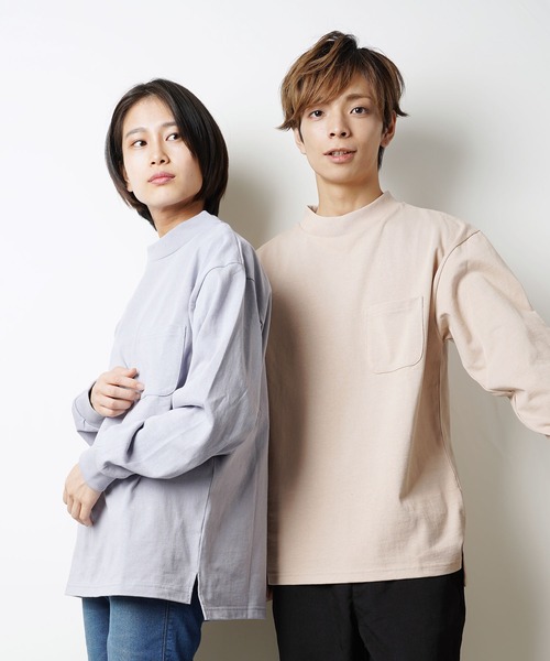 おしゃれスタ(オシャレスタ)の「ビッグシルエットモックネックTシャツ(IR) オーバーサイズ メンズ レディース(Tシャツ/カットソー・レディース・ホワイト/ブラック/ベージュ/パープル/サンドベージュ/サックスブルー/パープル系その他/グリーン/チャコールグレー・M/L/XL)」の5枚目の写真