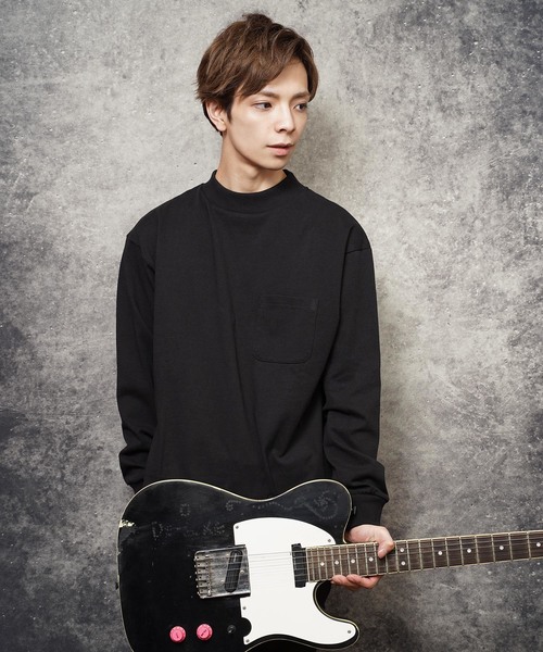 おしゃれスタ(オシャレスタ)の「ビッグシルエットモックネックTシャツ(IR) オーバーサイズ メンズ レディース(Tシャツ/カットソー・レディース・ホワイト/ブラック/ベージュ/パープル/サンドベージュ/サックスブルー/パープル系その他/グリーン/チャコールグレー・M/L/XL)」の2枚目の写真