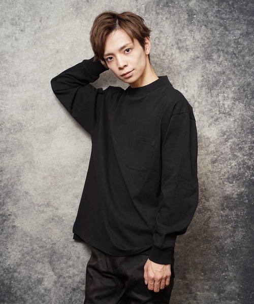 おしゃれスタ(オシャレスタ)の「ビッグシルエットモックネックTシャツ(IR) オーバーサイズ メンズ レディース(Tシャツ/カットソー・レディース・ホワイト/ブラック/ベージュ/パープル/サンドベージュ/サックスブルー/パープル系その他/グリーン/チャコールグレー・M/L/XL)」の18枚目の写真