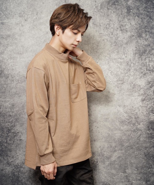 おしゃれスタ(オシャレスタ)の「ビッグシルエットモックネックTシャツ(IR) オーバーサイズ メンズ レディース(Tシャツ/カットソー・レディース・ホワイト/ブラック/ベージュ/パープル/サンドベージュ/サックスブルー/パープル系その他/グリーン/チャコールグレー・M/L/XL)」の21枚目の写真