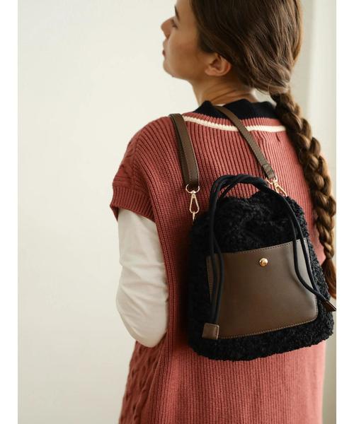 earth music&ecology（アースミュージックアンドエコロジー）の「モコモコボアバッグ＊（ショルダーバッグ・レディース・ベージュ/モカ/ブラック・FREE）」の9枚目の写真