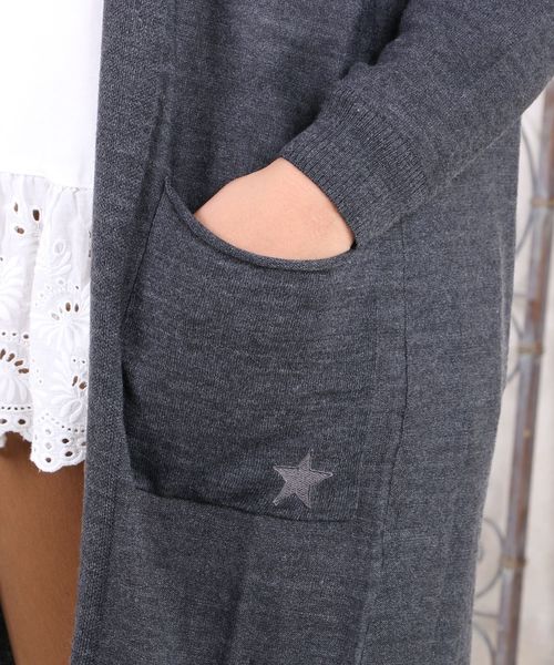sabstreet my standard(サブストリートマイスタンダード)の「『CHARLI(チャーリー)』星刺繍入りウォッシャブルロングニットカーディガン【大きいサイズ対応】【9号(M)~19号(5L)】(カーディガン/ボレロ・レディース・ネイビー/レッド系その他/ブラック・19号/15号/9号)」の13枚目の写真