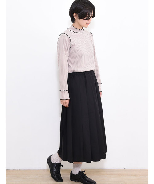 POU DOU DOU（プードゥドゥ）の「起毛テレコメロー トップス（Tシャツ/カットソー・レディース・ブラック/ライトベージュ/ブラウン/グリーン/ブルー・3）」の15枚目の写真