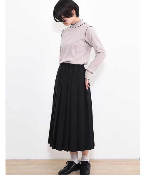 POU DOU DOU（プードゥドゥ）の「起毛テレコメロー トップス（Tシャツ/カットソー・レディース・ブラック/ライトベージュ/ブラウン/グリーン/ブルー・3）」の8枚目の写真