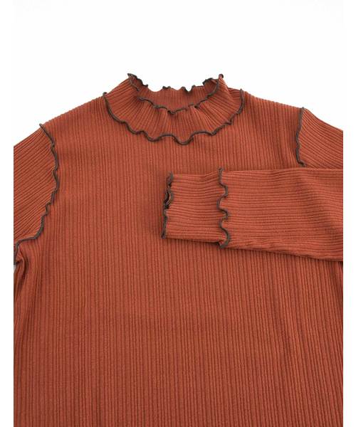 POU DOU DOU（プードゥドゥ）の「起毛テレコメロー トップス（Tシャツ/カットソー・レディース・ブラック/ライトベージュ/ブラウン/グリーン/ブルー・3）」の20枚目の写真