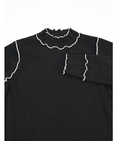 POU DOU DOU（プードゥドゥ）の「起毛テレコメロー トップス（Tシャツ/カットソー・レディース・ブラック/ライトベージュ/ブラウン/グリーン/ブルー・3）」の16枚目の写真