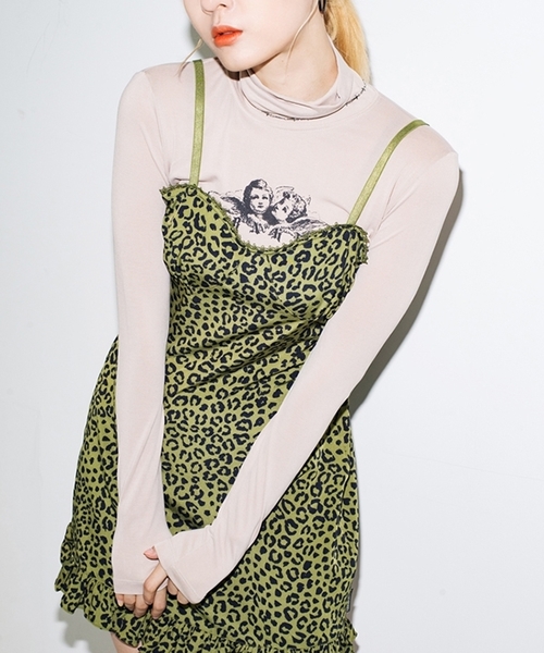 RUNNING HIGH(ランニングハイ)の「【RUNNING HIGH 】エンジェルタートルネック スリムトップス(Tシャツ/カットソー)」|ベージュ