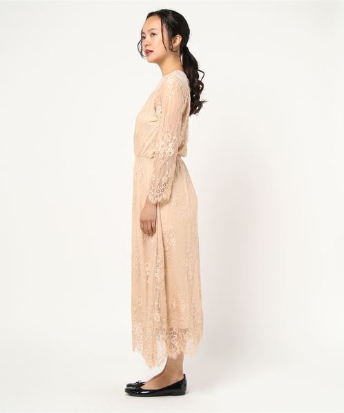 miniyu(ミニュウ)の「総レースチュールワンピース(ワンピース・レディース・ピンク/ブラック/ベージュ/ミント・FREE)」の5枚目の写真