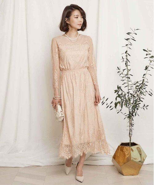 miniyu(ミニュウ)の「総レースチュールワンピース(ワンピース・レディース・ピンク/ブラック/ベージュ/ミント・FREE)」の1枚目の写真