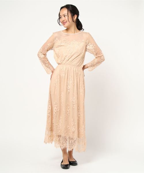 miniyu(ミニュウ)の「総レースチュールワンピース(ワンピース・レディース・ピンク/ブラック/ベージュ/ミント・FREE)」の8枚目の写真